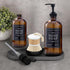 Set 16oz 12 (Set 6) Soap Dispenser Refillable Amber Glass Bottles with Brush Holder, Dish Scrub, Diatomite Tray