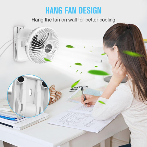 BESKAR Clip on Fan - 360° Rotation Quiet Stroller Fan with Strong Airflow, Portable Small Fan for Office, Bedroom
