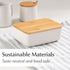 Countertop, 2 MIAMIO - Ceramic Butter Dish with Lid for Holds Sticks of Butter/Butter Holder and Container with Bamboo