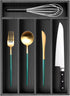 Ayiaren Small Wooden Silverware Organizer, Narrow Kitchen Utensil Drawer Insert for Spoon and Forks (Black Wood)