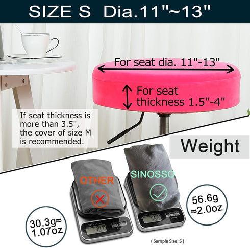 Dia.11-13" Pink,1 Count) SINOSSO Bar Stool Cover, Super Soft Velvet Round Stretchy Washable Dustproof Slipcover