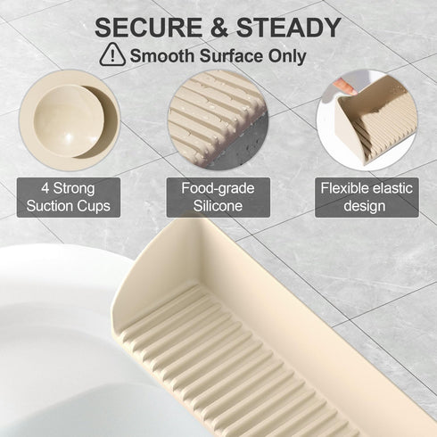 4 1Pack, Roslim Splash Guard for Bathtub & Sink - Silicone Kids Bath Splash Guard Shelf, Bath Toy Tray Holder, Tub