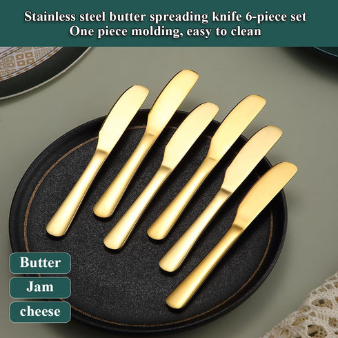 6 5.6", Berglander Butter Knife Spreader Pieces Stainless Steel Gold Butter Knives, Butter Spreader Gold Kitchen
