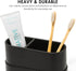 Countertop, 2 Matte Black Large Toothbrush and Toothpaste Holder and Cup for Bathroom Vanity and Compartment Organizer