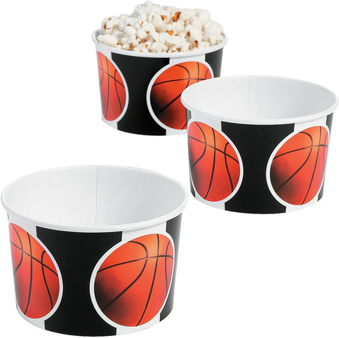 Fun Express Basketball Snack Bowls (set of 12) for Tournament and Sports Party Supplies