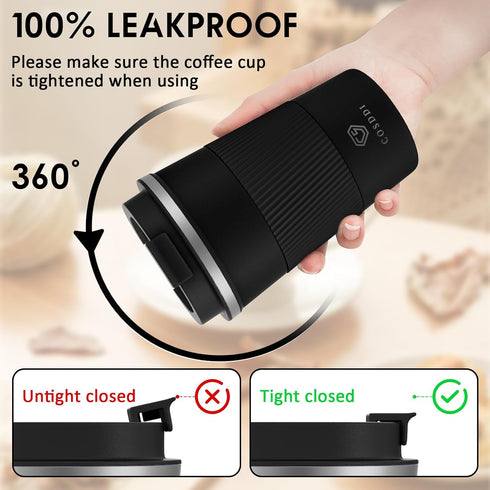 12 oz Stainless Steel Vacuum Insulated Tumbler, Spill Proof Coffee Travel Mug with Lid for Hot/Ice Coffee, Tea, Beer