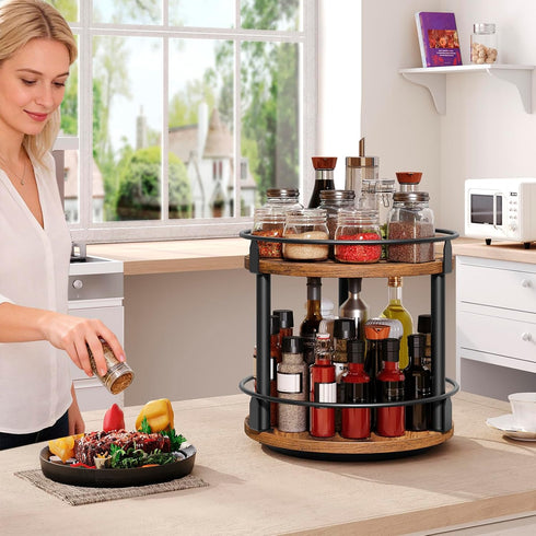 2 Countertop SR22BR YATINEY Lazy Susan Organizer, Rotating Spice Rack, Tier Spice Turntable Organizer, Industrial