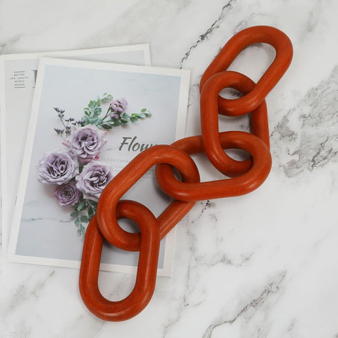5-Link HMASYO Brown Wood Chain Link Decor, Wooden Decorative Chain Home Decor Accents, Coffee Table Decor, Shelf Decor