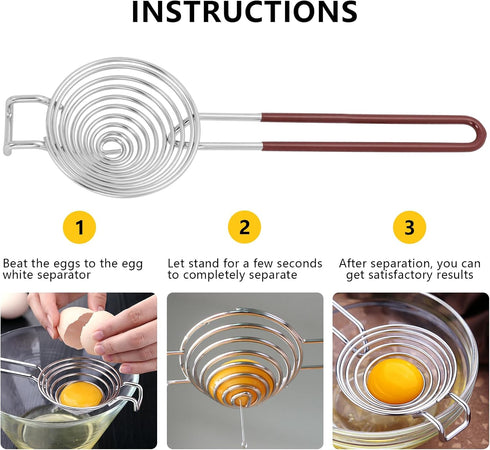 NileHome Egg Separator Egg Yolk White Separator Stainless Steel Egg White Yolk Sifting Filter Egg Divider Kitchen Tool
