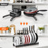 AHNR Expandable Pot and Pan Organizer Rack, 10+ Pots and Pans Lid Holder, Kitchen Cabinet Bakeware Organizer with 10