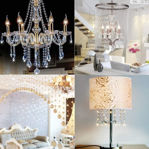 Pack 12 H&D of Clear Crystal Chandelier Lamp Lighting Drops Pendants Balls Prisms Hanging Glass Prisms Parts Suncatcher