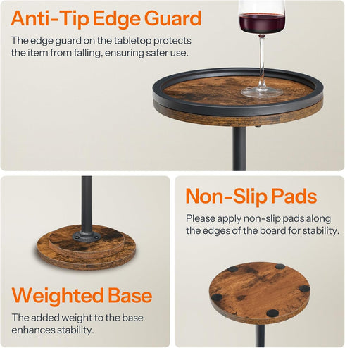 BF168BZ01 HOOBRO Small Round Side Table, Drink Table, Coffee Martini Table with Pedestal Accent for Small Spaces