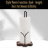 Countertop, Wooden Paper Towel Holder Floral Base with Dual Iron Rods in Antique Brown Finish, Leaf-Shaped Accent