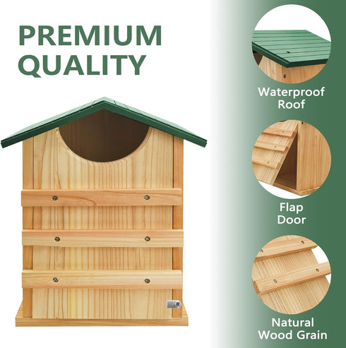 Box,13.5x9.5 Inch PROLEE Owl House,Owl Nesting Box for Outside with Mounting Screws and Wood Shavings,Cedar Wood Owls