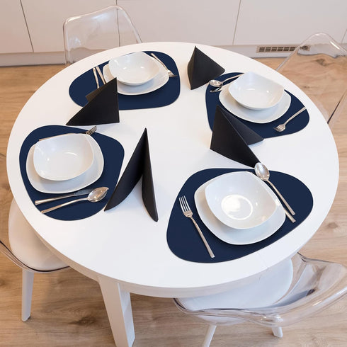 Set 6, Placemats of Heat Resistant Leather Placemats Double Layer, Soft Waterproof Round Table Mats Easy to Clean