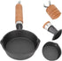 Mini Egg Frying Pan, 3.9in Single Serve Cast Iron Omelet Pan with Wooden Handle for Gas, Electric, Induction