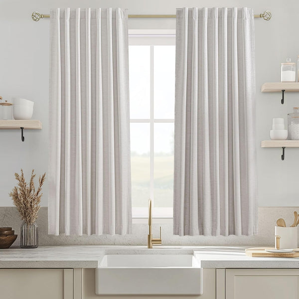 UHITECH Oatmeal Linen Blackout Curtains, 54 Inches Long, 2 Panels Set, Natural Modern