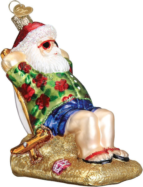 Old World Christmas Ornaments Sunning Santa Glass Blown Ornaments for Christmas Tree