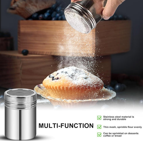 Stainless Steel Flour Sifter, 5 Cup 3 in 1 Sifter for Baking, Powdered Sugar Shaker Duster for Desserts