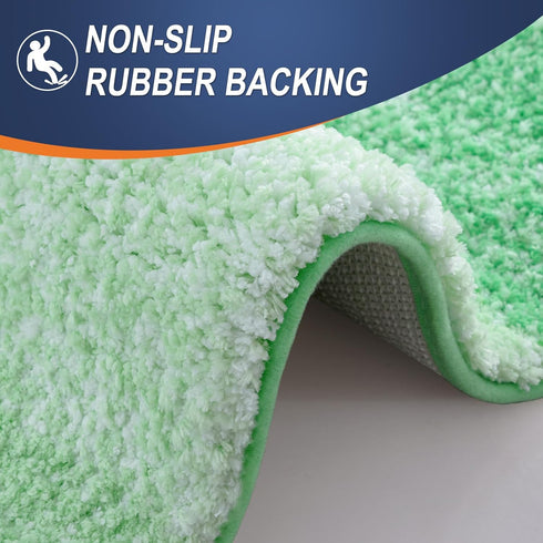 OLANLY Luxury Bathroom Rug Set - 2 Piece Soft Absorbent Microfiber Bath Rugs, Non-Slip Bath Carpet (Green)