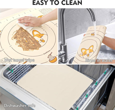 Ourokhome Silicone Baking Mat Sheet and Pastry Dough Cutter, 0.5 Inch Thick 28" X 20" Non-Stick Rolling Mat
