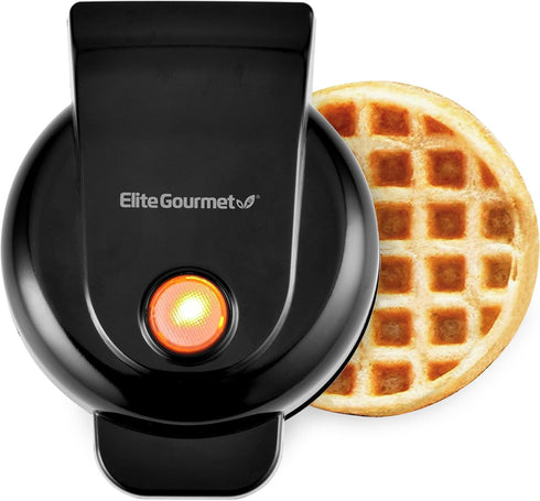 Elite Gourmet EWM013B Electric Nonstick Mini Waffle Maker, 5-Inch Cooking Surface, Black