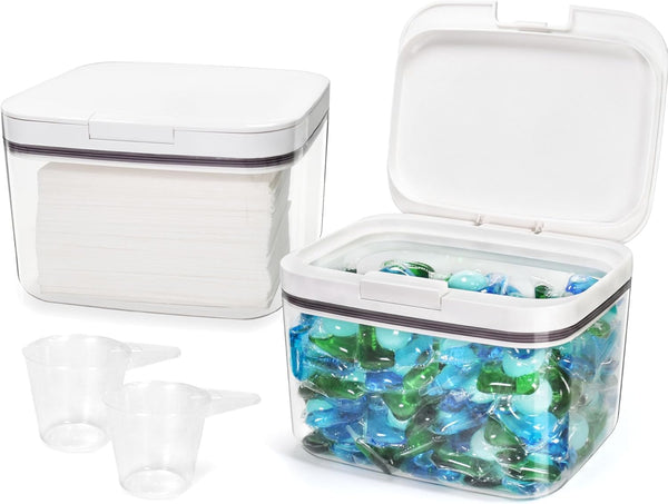 Pensino Laundry Pods Container Laundry Pod Holder with Lid, Laundry Room Storage Container