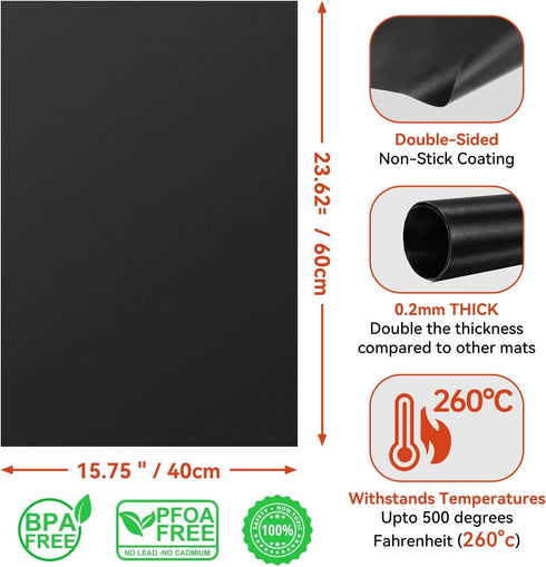 Oven Liners for Electric Gas Oven, 3 Pack Large Heavy Duty Non-Stick Oven Floor Protector Liner, Reusable Heat