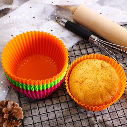 Webake 4.3 Inch Jumbo Silicone Baking Cups, Reusable Non-stick Extra Large Cupcake Liners, Pack of 12