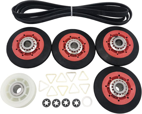 4392067 Dryer Repair Maintenance Kit Compatible with Whirlpool Cabrio Duet May-tag Bravos XL Ken-more Elite Dryer Replacement for WPW10314173 Drum Roller&661570V Belt&Idler Pulley