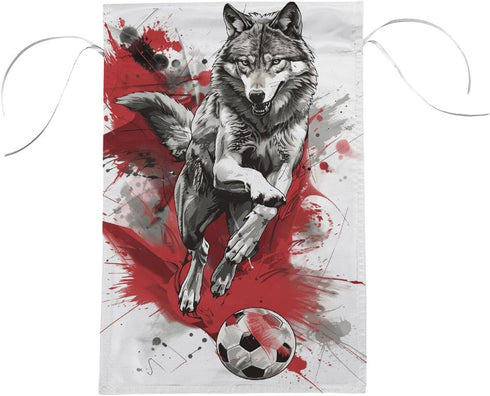 Wolf Playing Soccer Garden Flag Silver And Black House Yard Flag Seasonal Holiday Outside Holiday Decoration Home Decor Double Sided Flag 12x18inches
