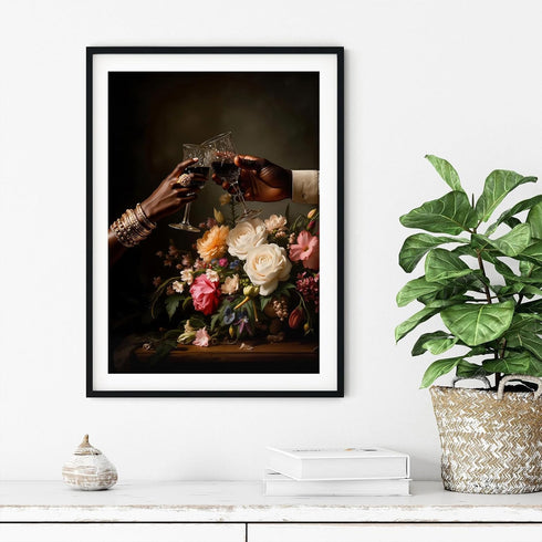 RIJDOJLK 16x24inch Black Couple Canvas Wall Art African American Man and Woman Poster Black Love Wall Art Bouquet