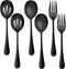 Homikit Stainless Steel Serving Utensils, 2 Black Serving Spoons, 2 Slotted Spoons, 2 Forks, Dishwasher Safe