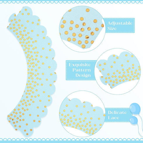 Zhehao 60 Pcs Gold Polka Dots Cupcake Wrappers, Adjustable Paper Baking Cups, Disposable Muffin Liners, Light Blue
