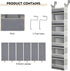 Over The Door Hanging Organizer with 6-Shelves and 12 Side Pockets for Bathroom and Bedroom, Grey
