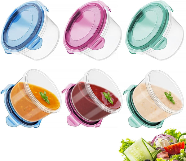 Freshmage Salad Dressing Container to Go, 6 Pack 2.7 oz Small Leakproof Condiment Containers
