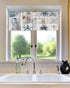 Summer Coastal Grid Valances Curtain for Kitchen Cafe, Ocean Starfish Lighthouse Window Treatment, 42"x 12"