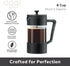 Oggi Borosilicate Glass French Press Coffee Maker (34oz)- 8 Cup Capacity, Coffee Press, Single Serve Coffee Maker, Stainless Steel Lid & Plunger, Make Great Coffee Gifts