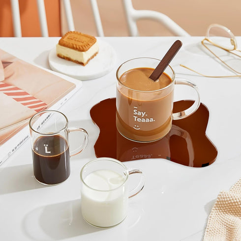 Toyarone Table(1, Acrylic Coaster for Desk, Transparent Coaster Decorative Plates, Clear Cloud Shape Coffee Cup Mats