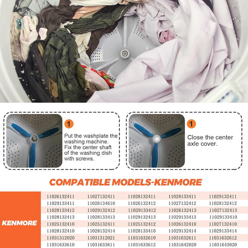 Beaquicy W10752285 Washing Machine Washplate Compatible with Whirlpool/Kenmore Washer, Replace PS10064550, W10609478,