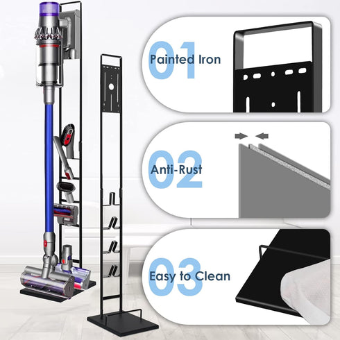 Vacuum Stand for Dyson V15 V11 V10 V8 V7 V6 with Wheels, Heavy Base Metal Bracket Holder for Storage