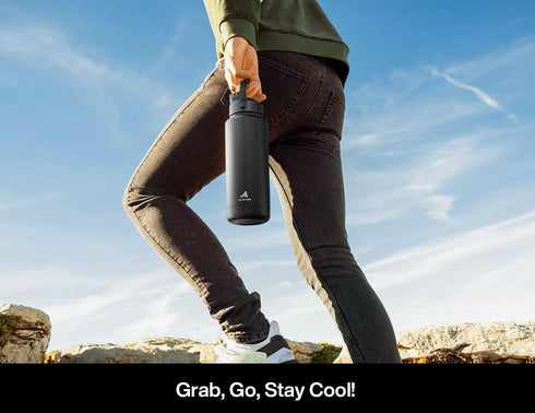 40 oz 2-in-1 24H, POWCAN Insulated Water Bottle with Straw and Spout Lid, Keep Cold Leak-Proof, BPA-Free, Double Wall