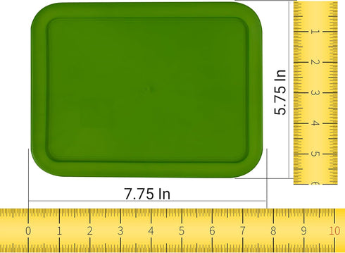 Replacement Lids for Pyrex 3-Cup Glass Food Storage Container Bowls, (7.75 x 5.75-Inch) Plastic Rectangle Lids Covers fits Pyrex 7210-PC, Airtight & Leakproof (4-Pack, Green)