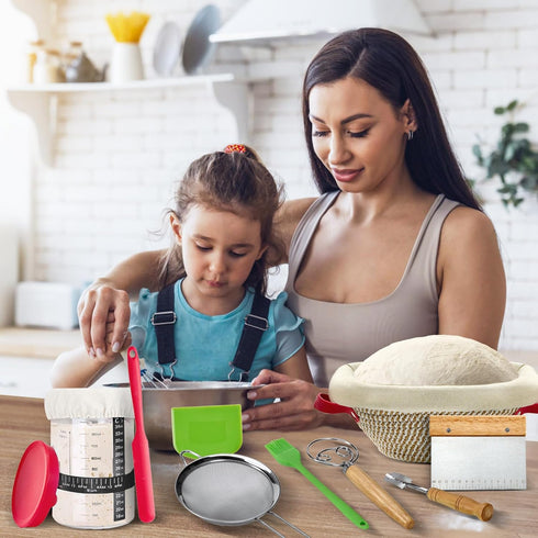 HASHMUST 33 9'' 10" Pcs Sourdough Starter Kit, Sourdough Bread Baking Supplies, Round & Oval Cotton Rope Banneton Bread