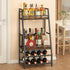 LOTEYIKE 4-Tier Trapezoid Wine Rack Freestanding Floor, Stepped Mini Liquor Cabinet Corner