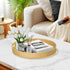 13" MAONAME Gold Round Decorative Tray for Coffee Table, Modern Serving Tray with Handles, Plastic Ottoman Trays