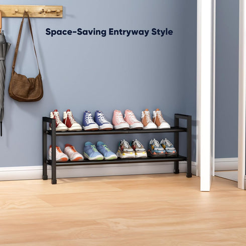 2-Tier Rack,17"-33" Closet,Metal Abiglifty Expandable Shoe Adjustable Shoe Rack for Shoes Shelves for Front Door