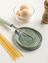 Ceramic Spoon Rest for Stove Top, Kitchen Counter Holder for Spoons, Ladles, Spatula, Glazed Green.