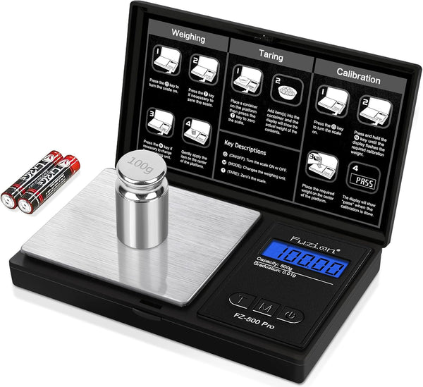 Fuzion Digital Pocket Scale, 500g Digital Gram Scales for Food, Jewelry, Herb, and Spice