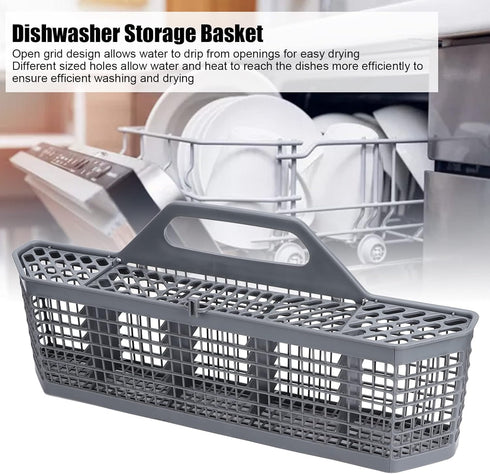 Dishwasher Silverware Replacement Basket, Plastic Universal Dishwasher Cutlery Basket with Open Grid, Utensil Silverware Basket for WD28X10128, 19.7 X 8.3 X 3.7in